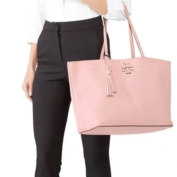 Tory Burch McGraw Pink Leather Tote Bag - Picture 14 of 14